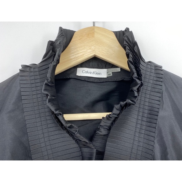 Calvin Klein Black Pleated Top Blouse Medium - Picture 3 of 7